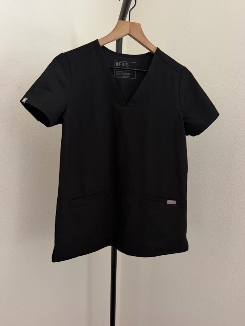 Figs Women's V-Neck Scrub Top — Black & Teal lagoon XS XXS - Picture 10 of 13